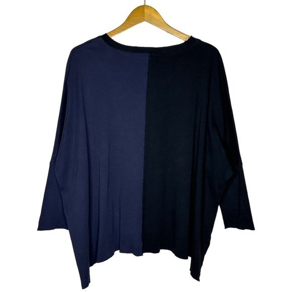 PLANET by Lauren G Pima Cotton Two Tone Crew Swing  Tee Black Midnight OS - Picture 6 of 6